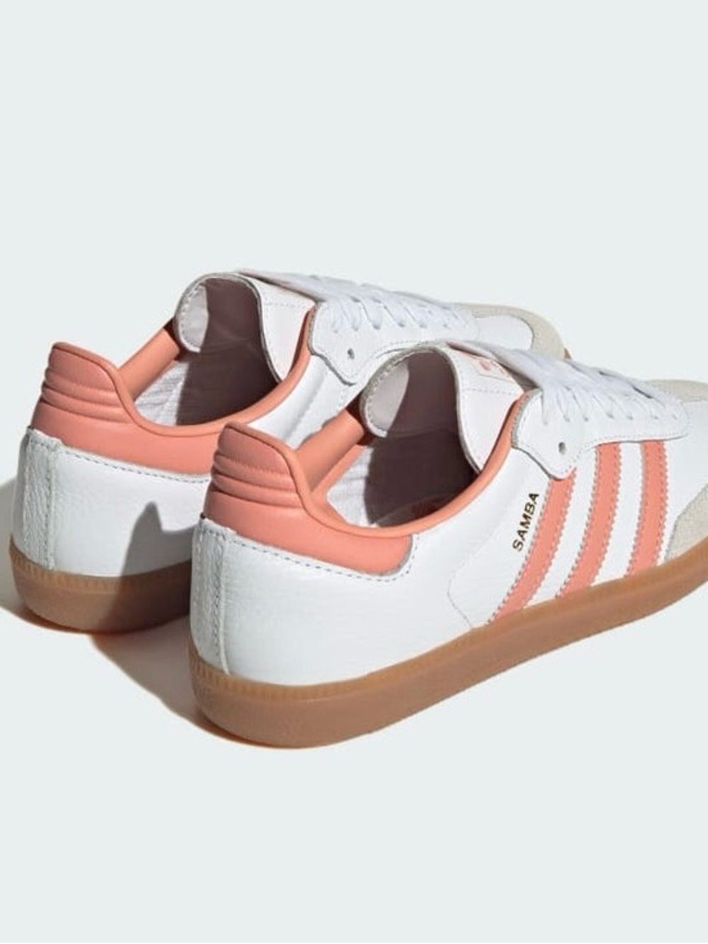 $100 Adidas Samba OG Wonder Clay White & Peach Leather Suede Low Top Sneakers 7 - Picture 4 of 13